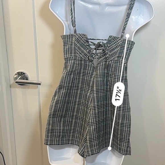 Urban‎ Outfitters Plaid Romper XS  Sleeveless Gray White Academia School Girl - Picture 4 of 14